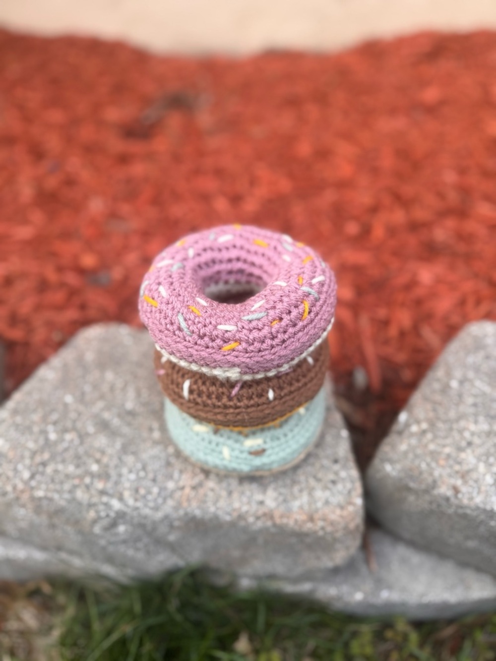 Crochet Donut Set Handmade Plush Play Food Decor Soft Toy Gift